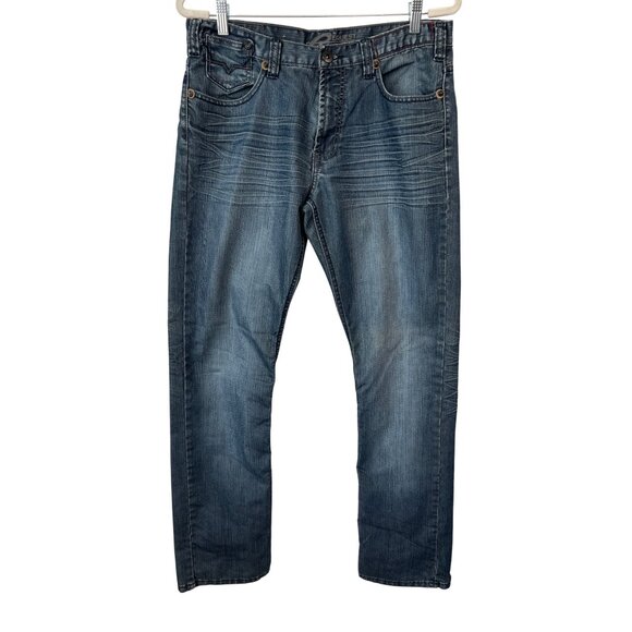 Request Jeans Size 34x34 Mid Rise Blue Denim Classic 5 Pockets Classic Fit Retro - Picture 1 of 8